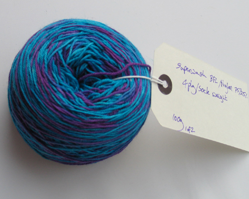 Superwash BFL/Nylon Sock 'Turquoise & Purple' 100g